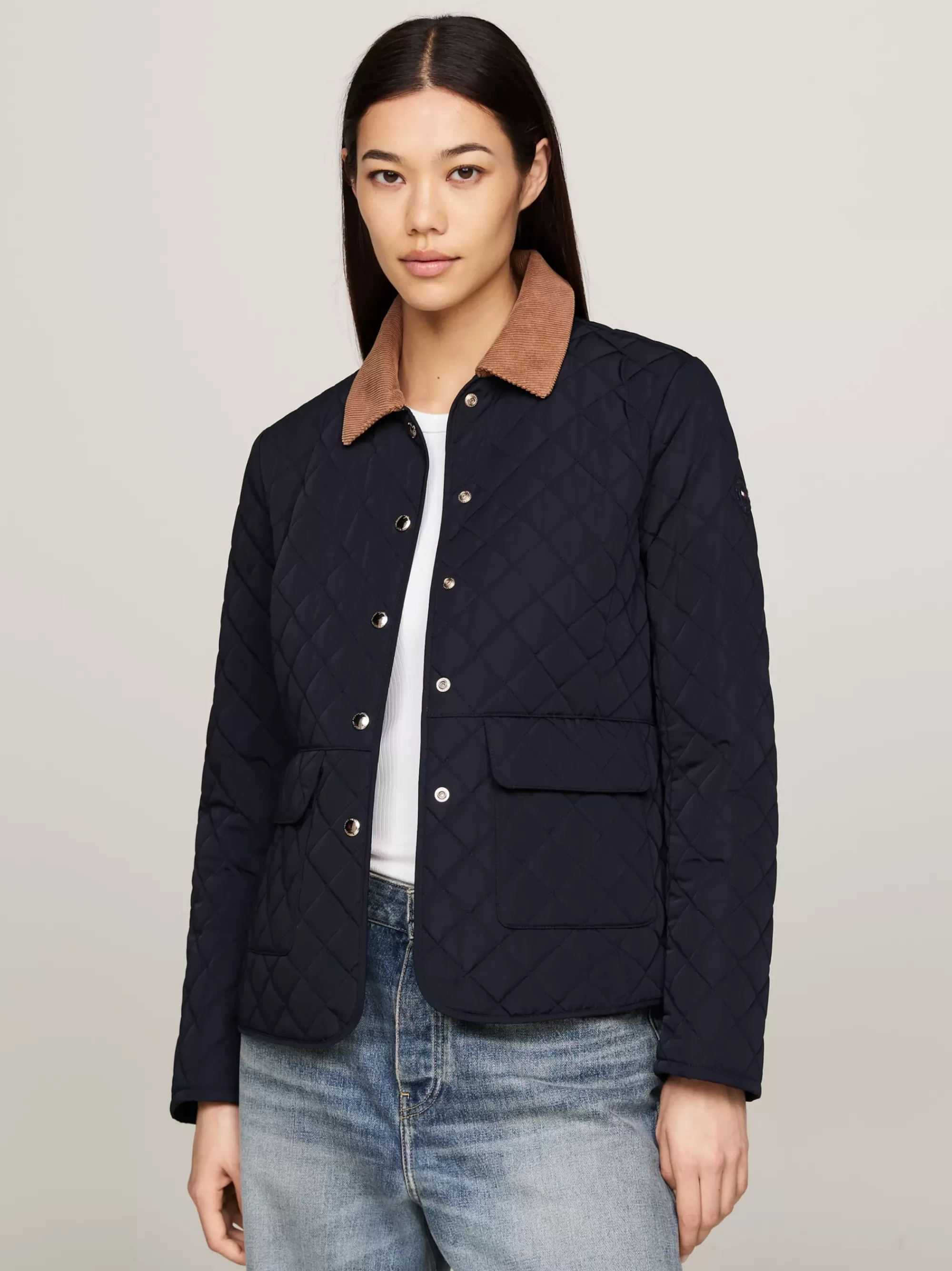 Jassen & Jacks*Tommy Hilfiger Waterafstotend Slim Fit Doorgestikt Jack DESERT SKY