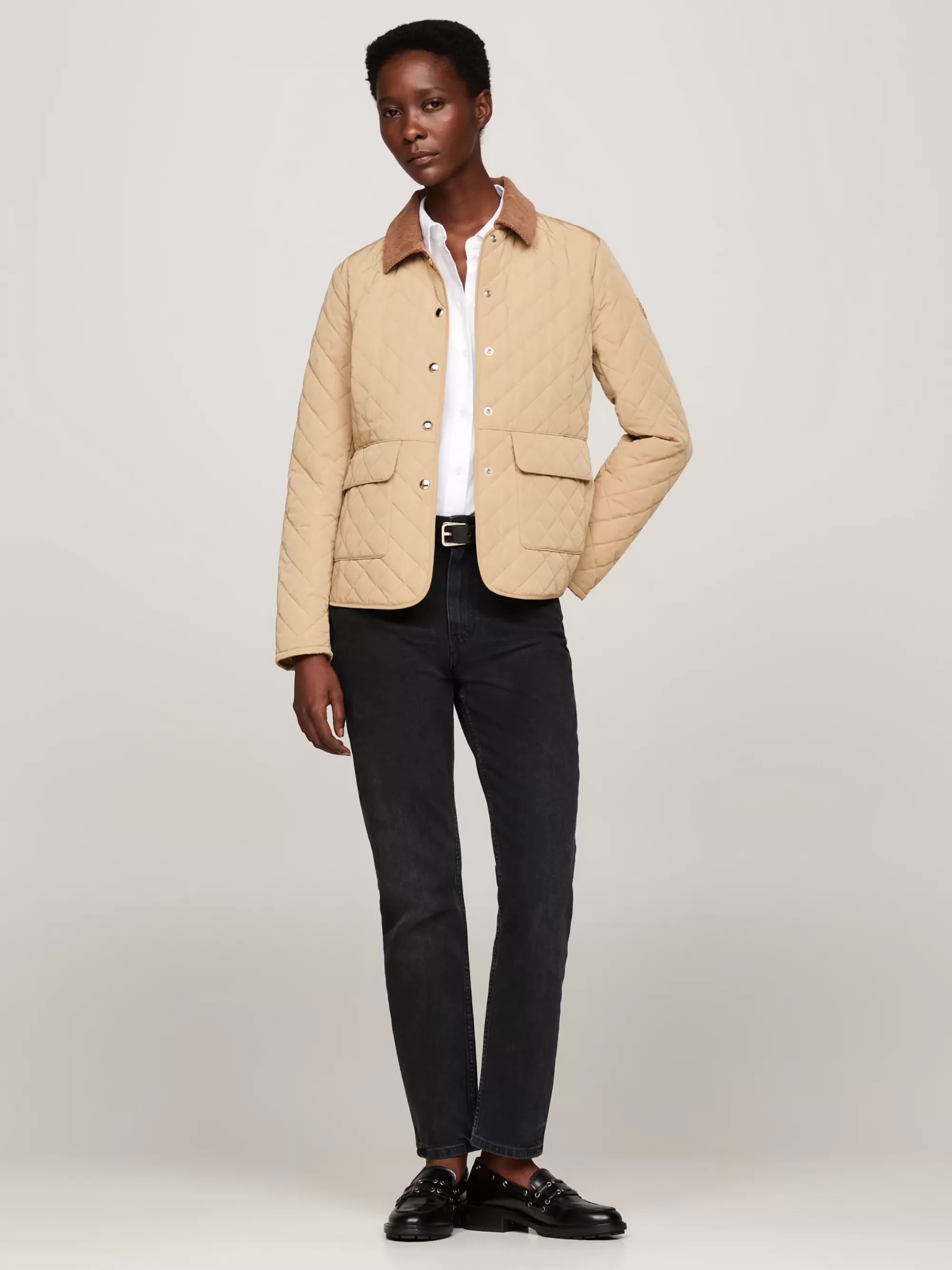 Jassen & Jacks*Tommy Hilfiger Waterafstotend Slim Fit Doorgestikt Jack CLASSIC KHAKI