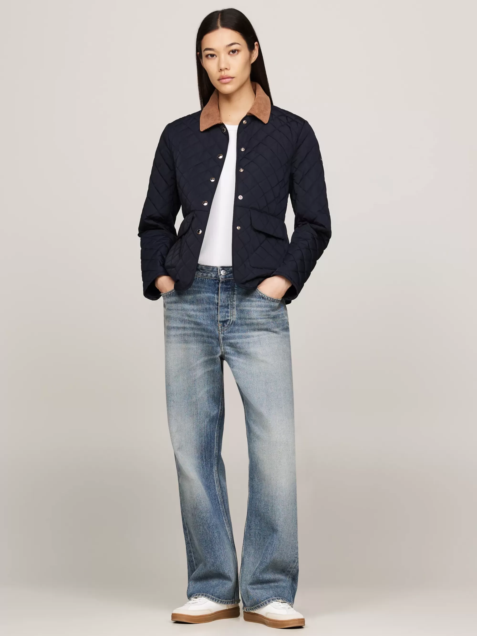 Jassen & Jacks*Tommy Hilfiger Waterafstotend Slim Fit Doorgestikt Jack DESERT SKY