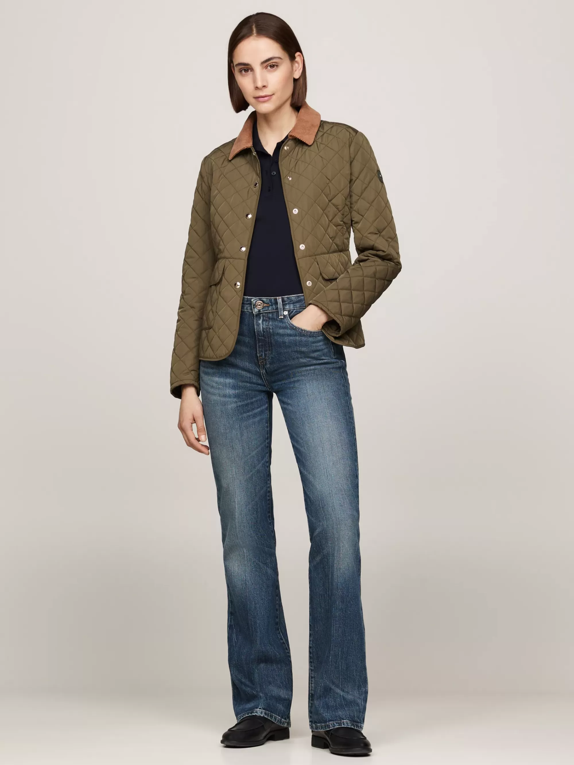 Jassen & Jacks*Tommy Hilfiger Waterafstotend Slim Fit Doorgestikt Jack ARMY GREEN