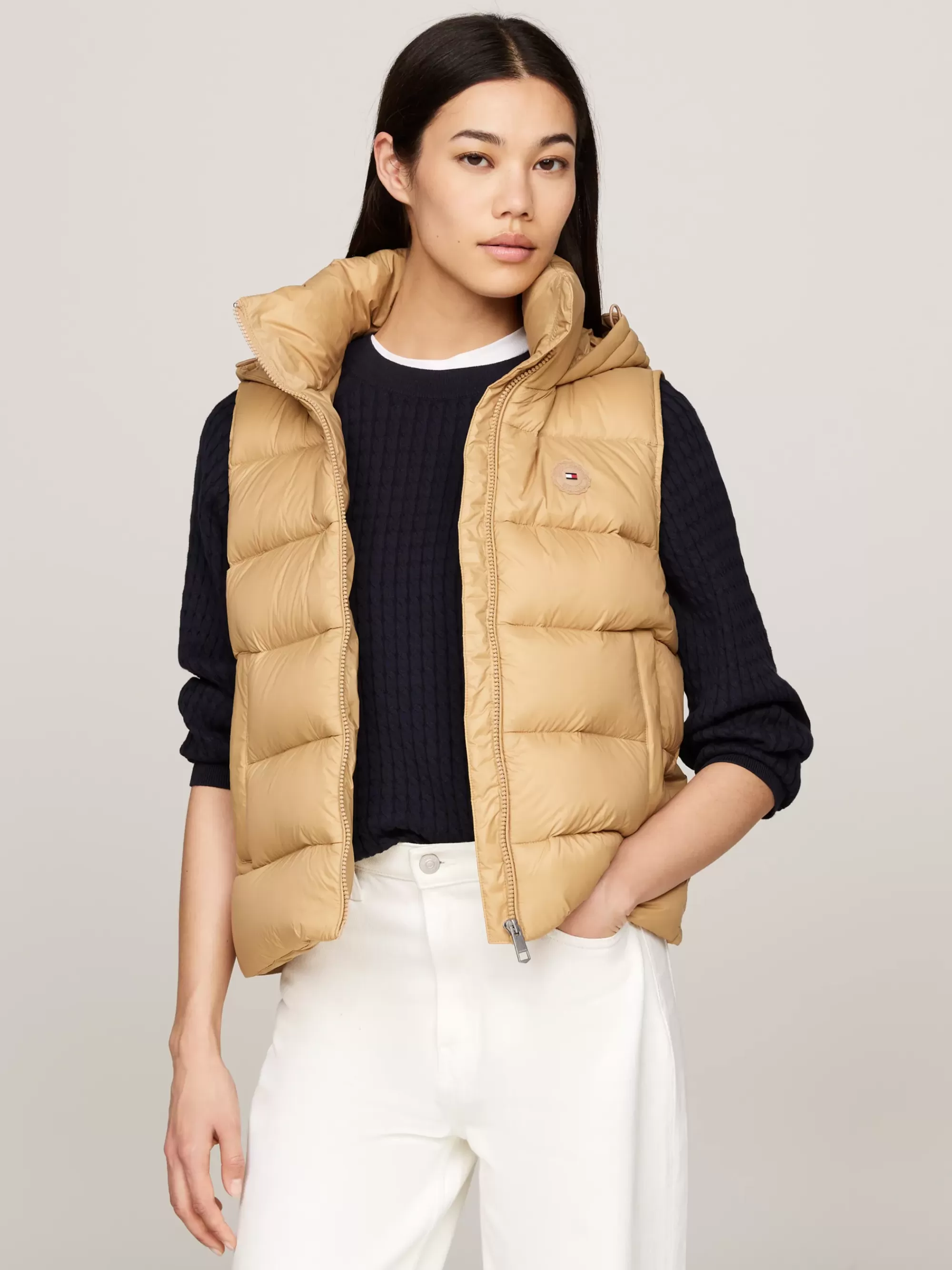 Jassen & Jacks*Tommy Hilfiger Waterafstotende Bodywarmer Met Donsvulling CLASSIC KHAKI