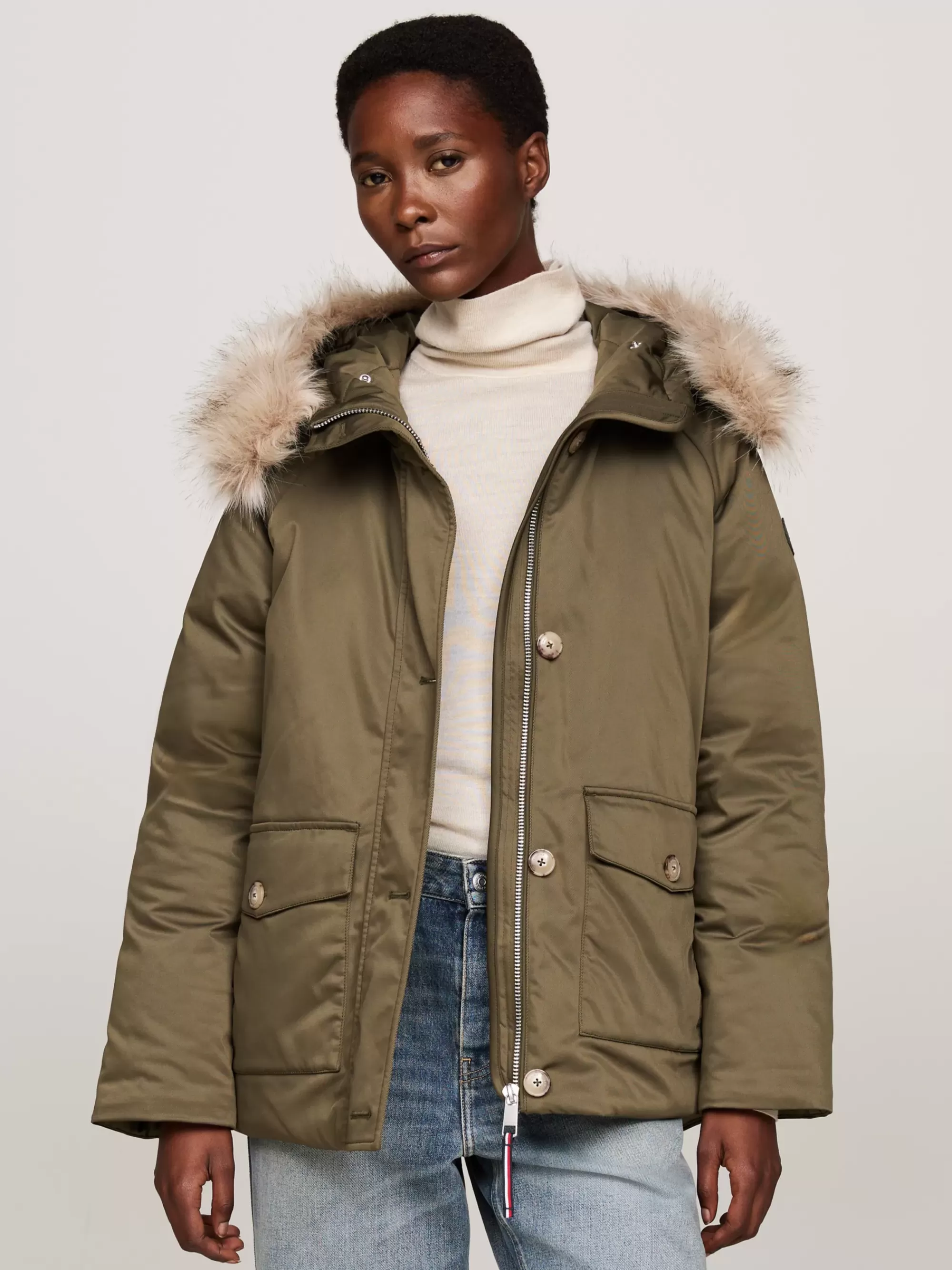 Jassen & Jacks*Tommy Hilfiger Waterafstotende Gewatteerde Parka ARMY GREEN