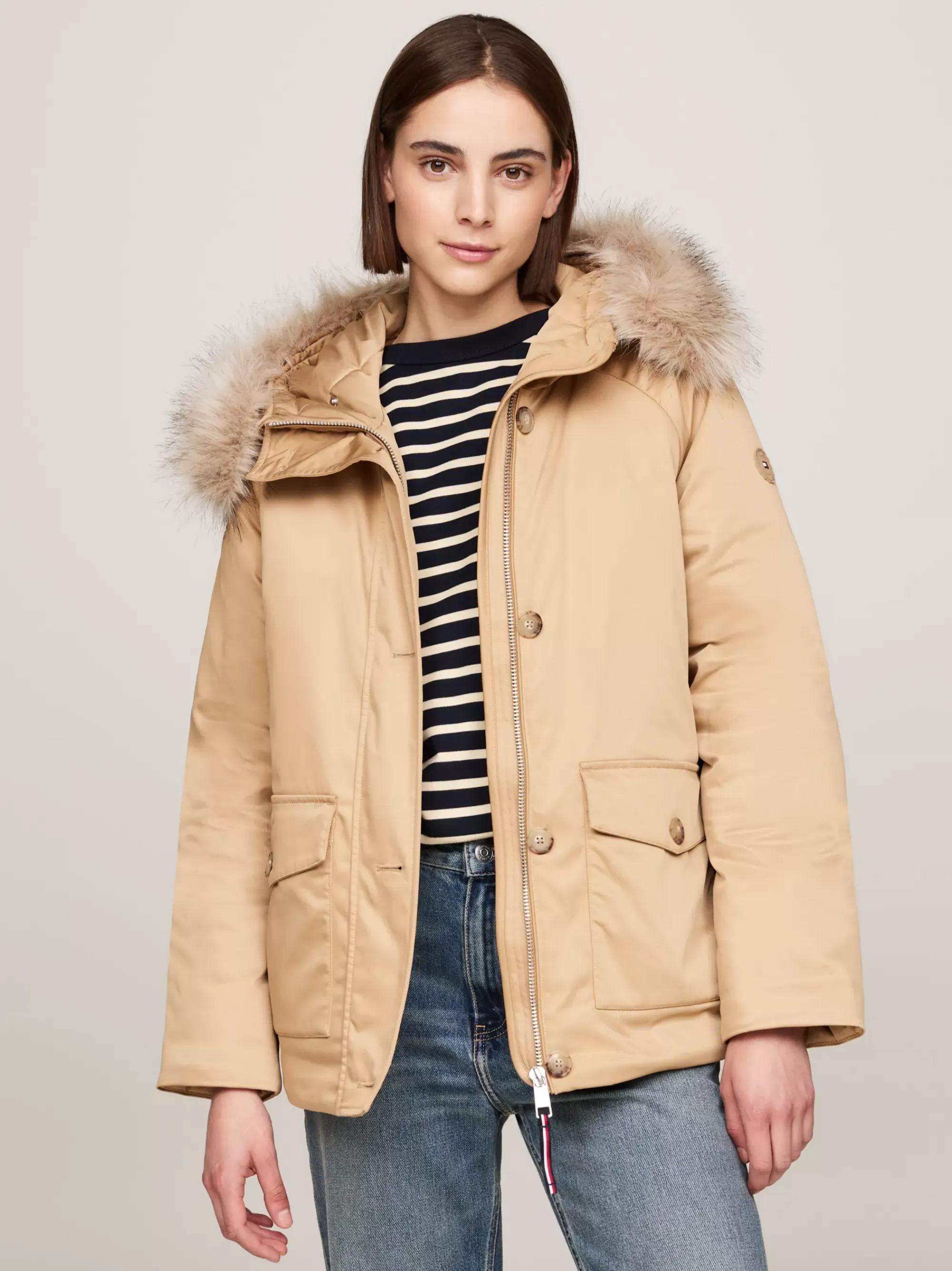 Jassen & Jacks*Tommy Hilfiger Waterafstotende Gewatteerde Parka CLASSIC KHAKI