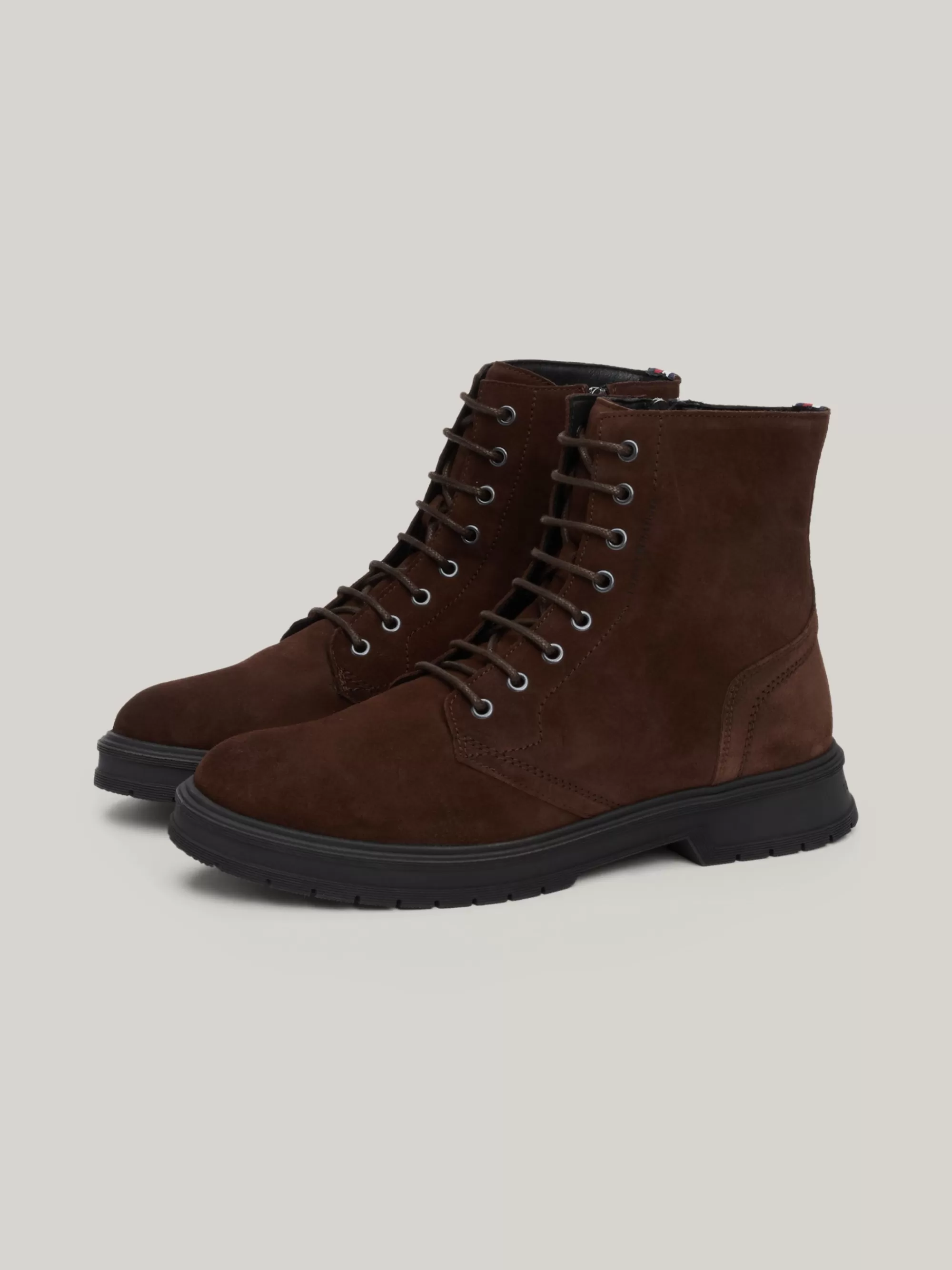 Veterboots | Laarzen*Tommy Hilfiger Waterafstotende Halfhoge Suède Boot COCOA
