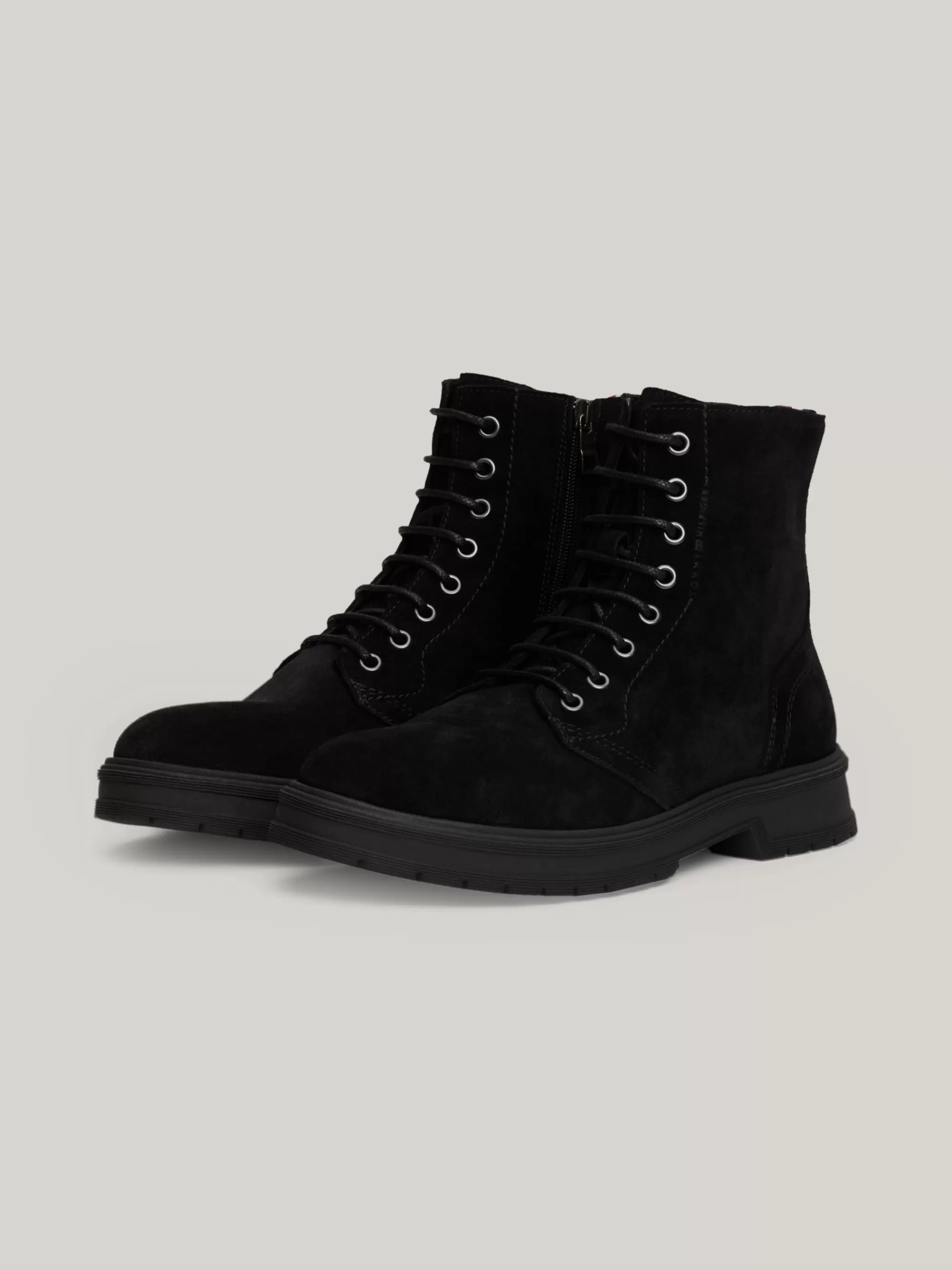 Veterboots | Laarzen*Tommy Hilfiger Waterafstotende Halfhoge Suède Boot BLACK