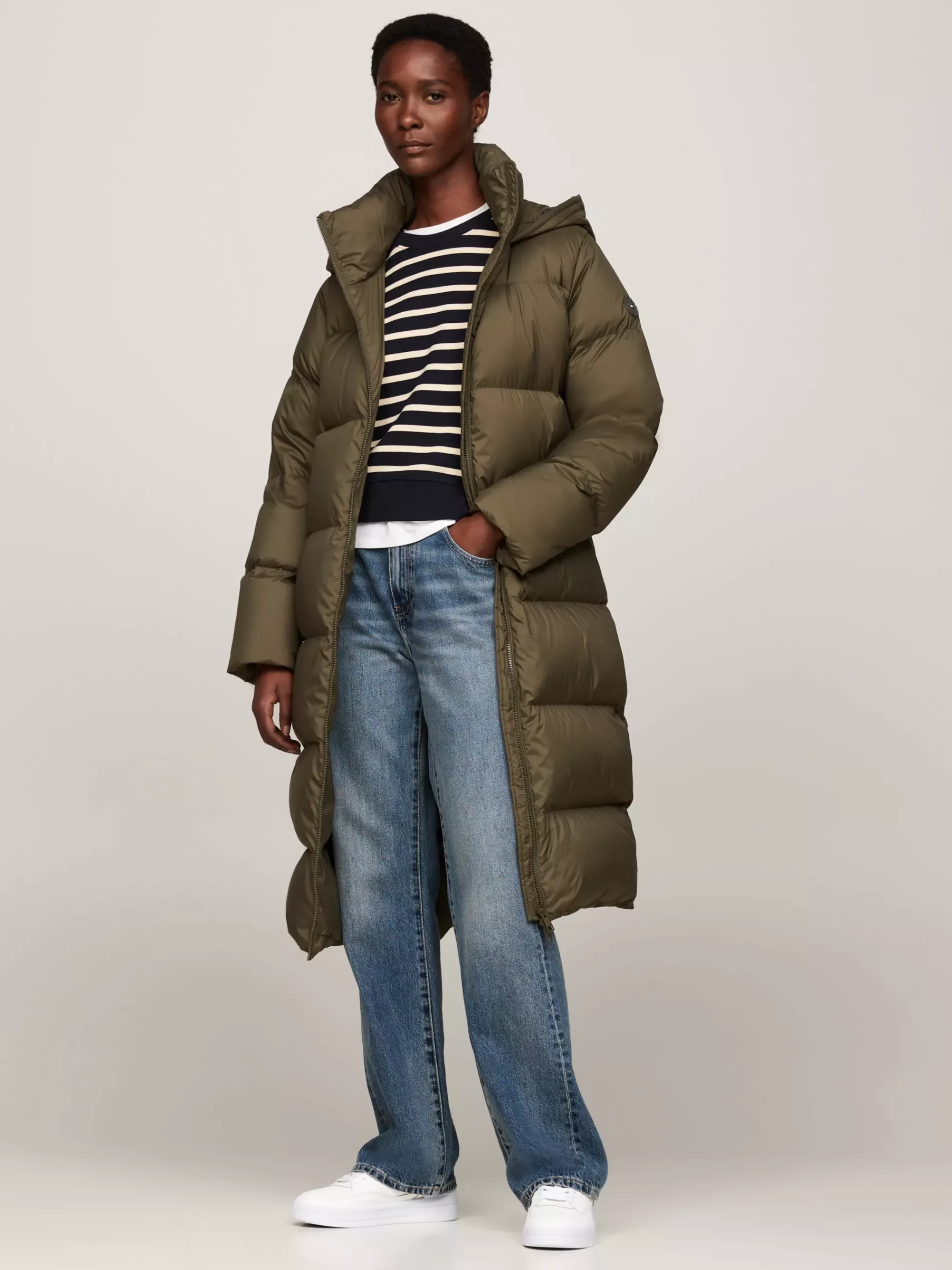 Jassen & Jacks*Tommy Hilfiger Waterafstotende Lange Jas Met Donsvulling ARMY GREEN