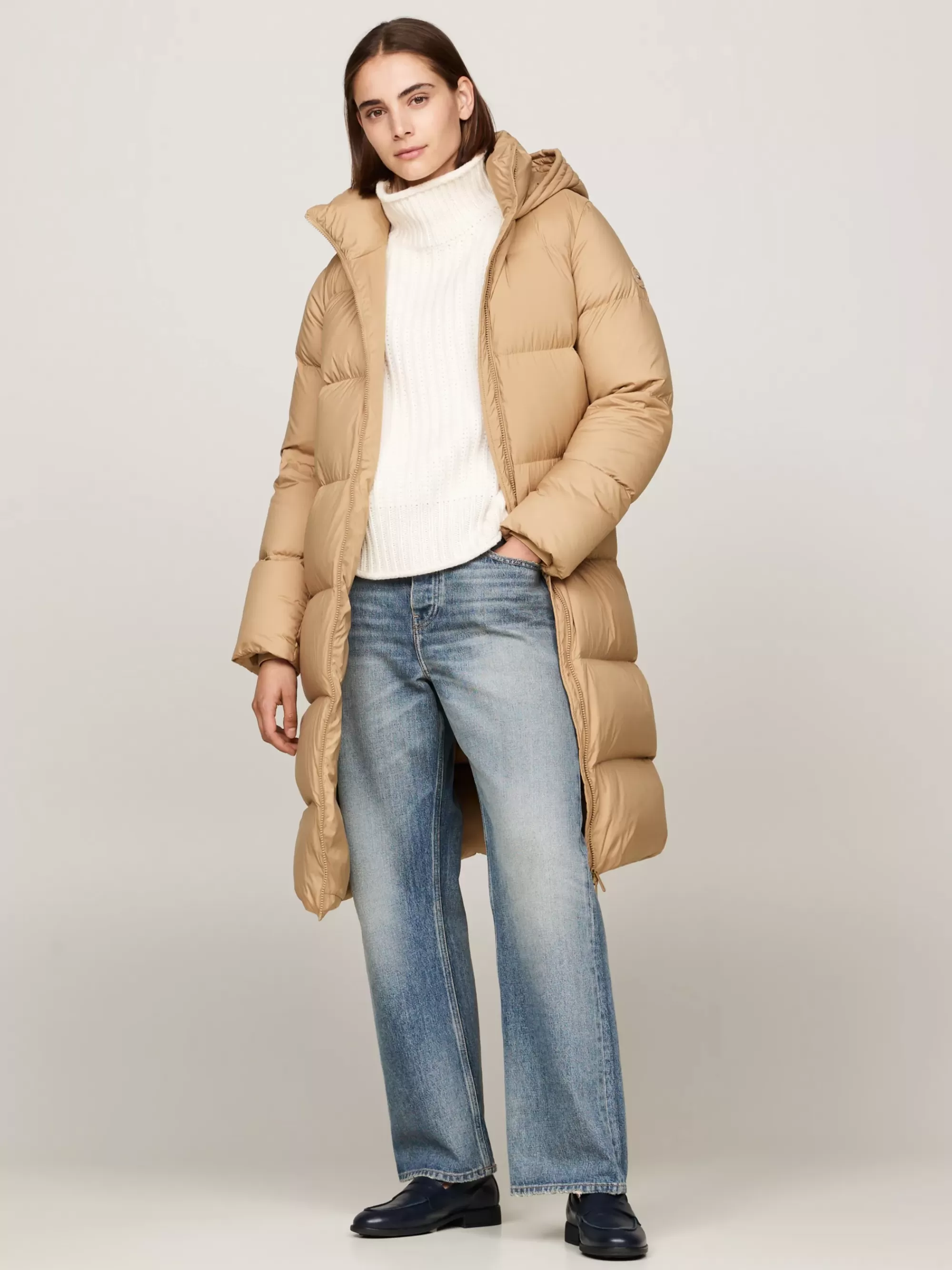Jassen & Jacks*Tommy Hilfiger Waterafstotende Lange Jas Met Donsvulling CLASSIC KHAKI
