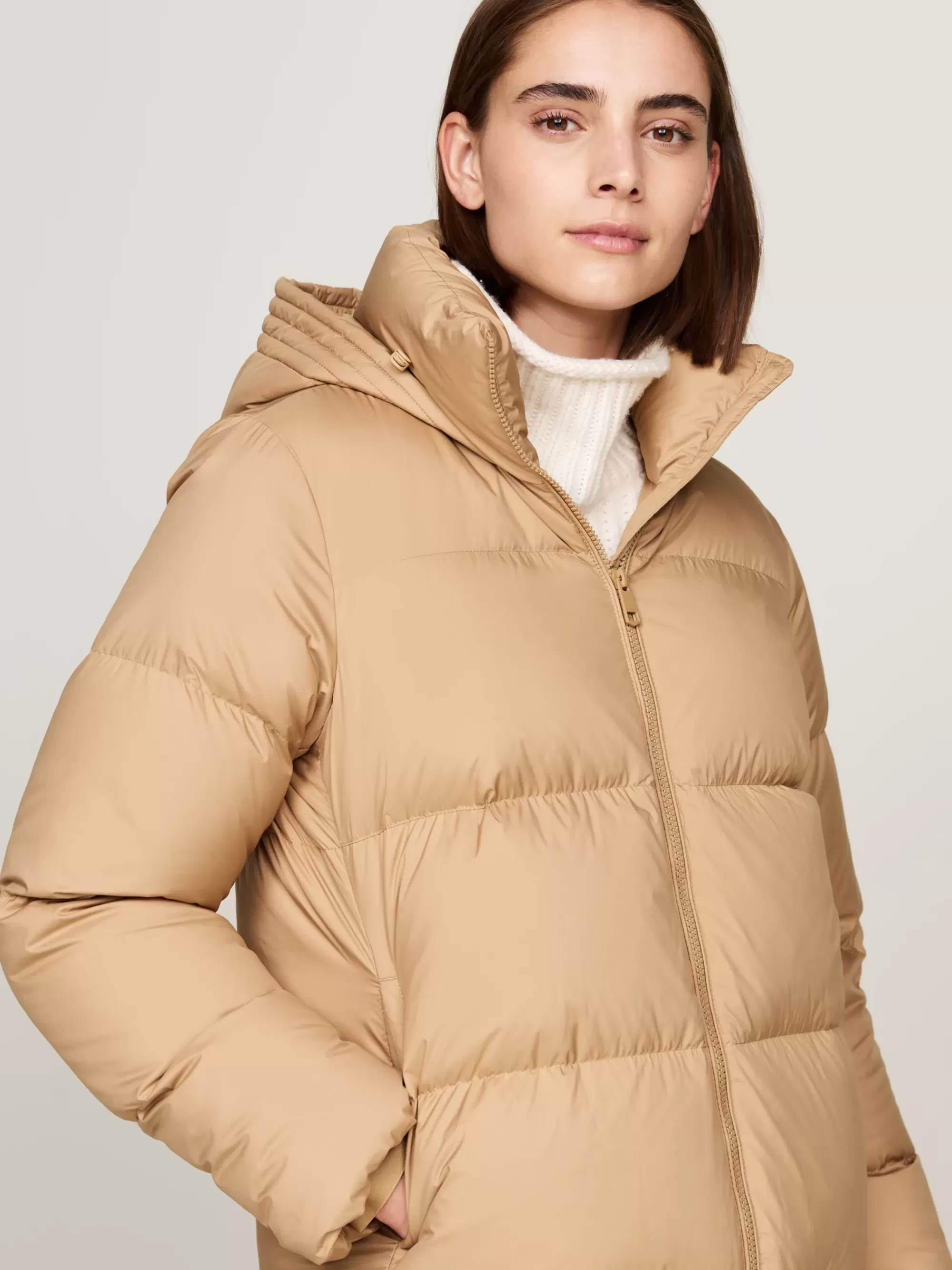 Jassen & Jacks*Tommy Hilfiger Waterafstotende Lange Jas Met Donsvulling CLASSIC KHAKI
