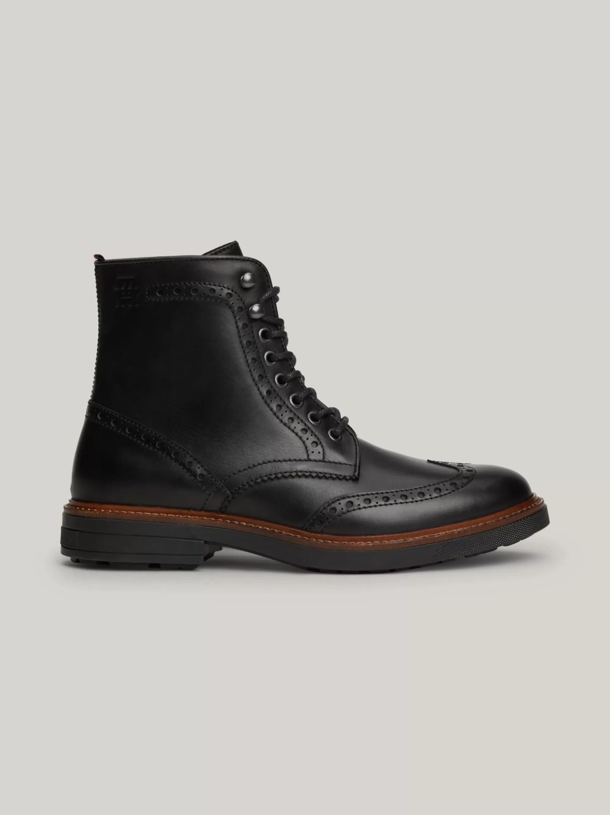 Veterboots | Laarzen*Tommy Hilfiger Waterafstotende Leren Boot Met Brogue-details BLACK
