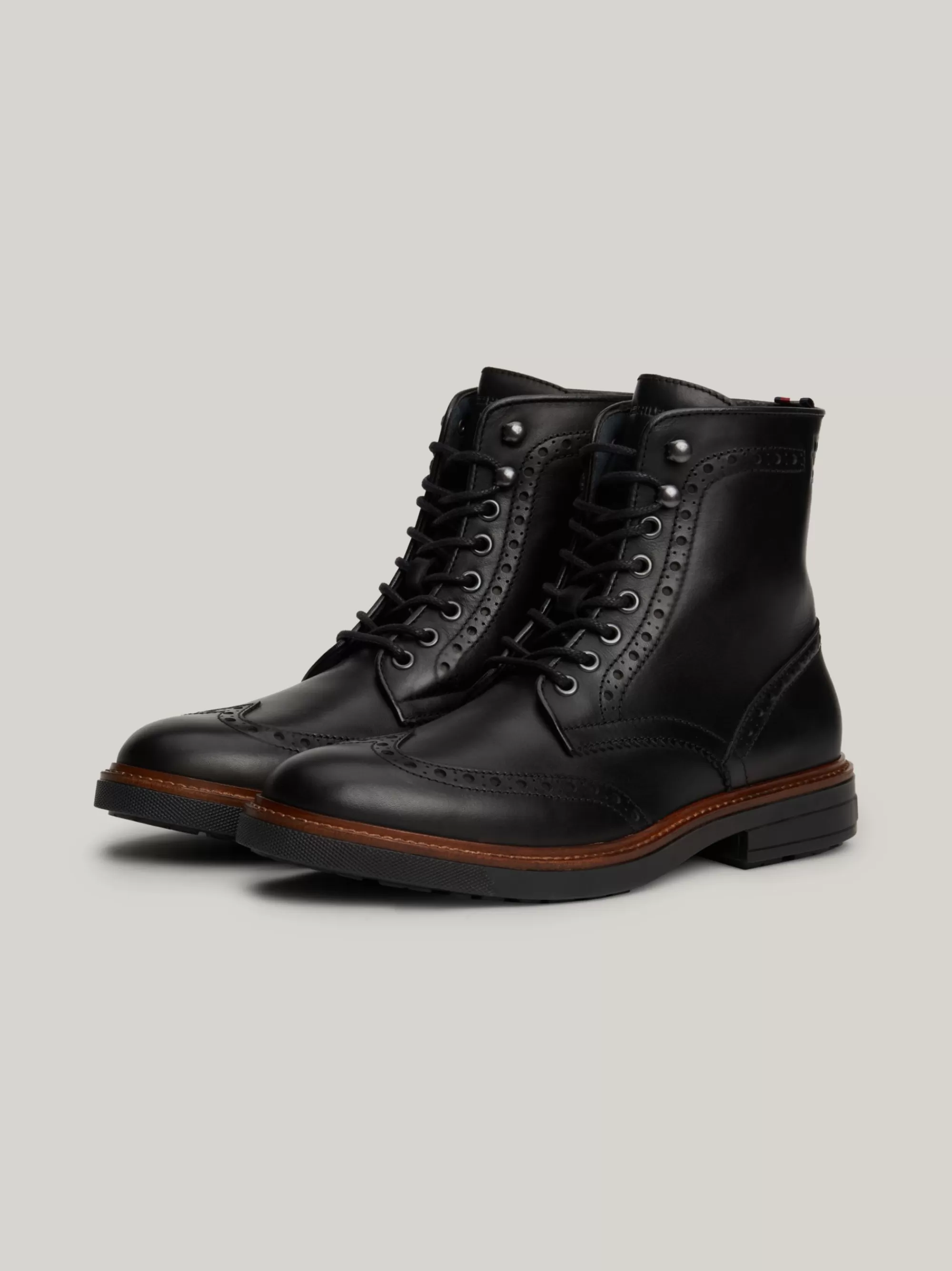 Veterboots | Laarzen*Tommy Hilfiger Waterafstotende Leren Boot Met Brogue-details BLACK