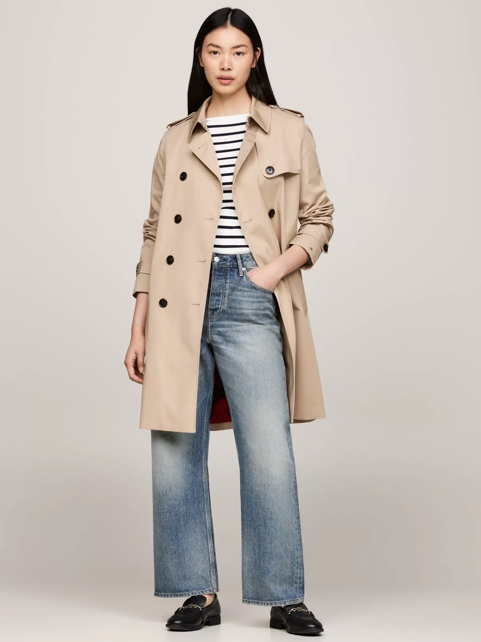 Jassen & Jacks*Tommy Hilfiger Waterafstotende Slim Fit Trenchcoat BEIGE