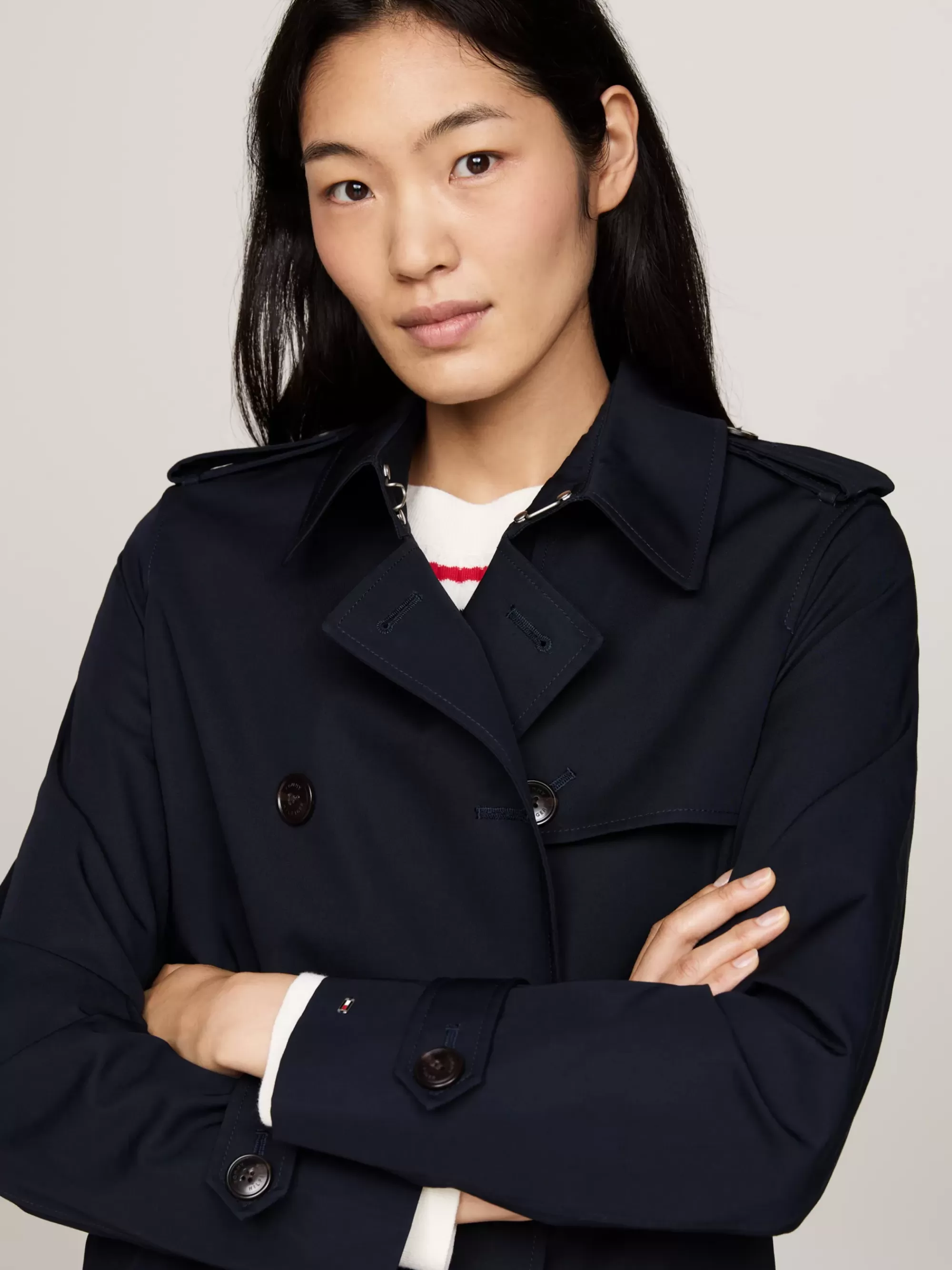 Jassen & Jacks*Tommy Hilfiger Waterafstotende Slim Fit Trenchcoat DESERT SKY