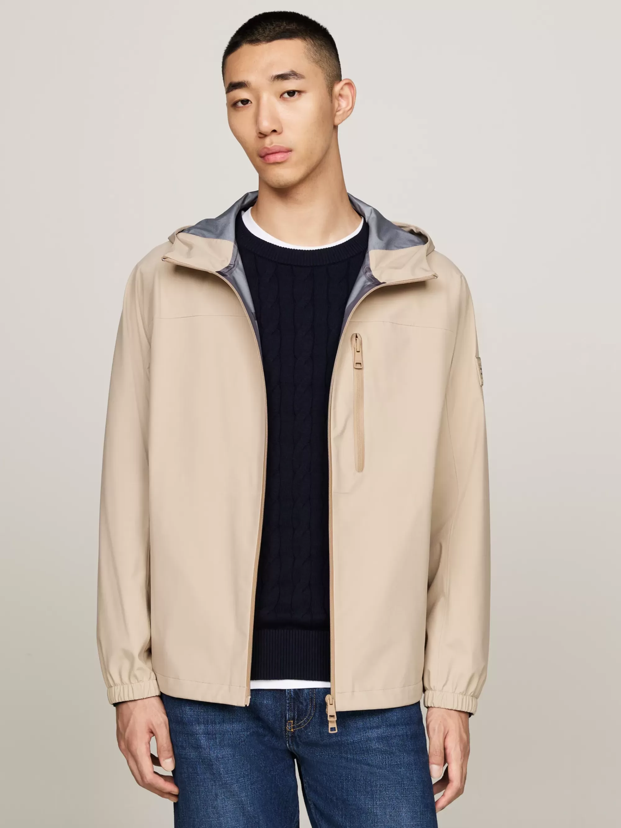 Jassen & Jacks*Tommy Hilfiger Windproof Jack Met Capuchon BEIGE