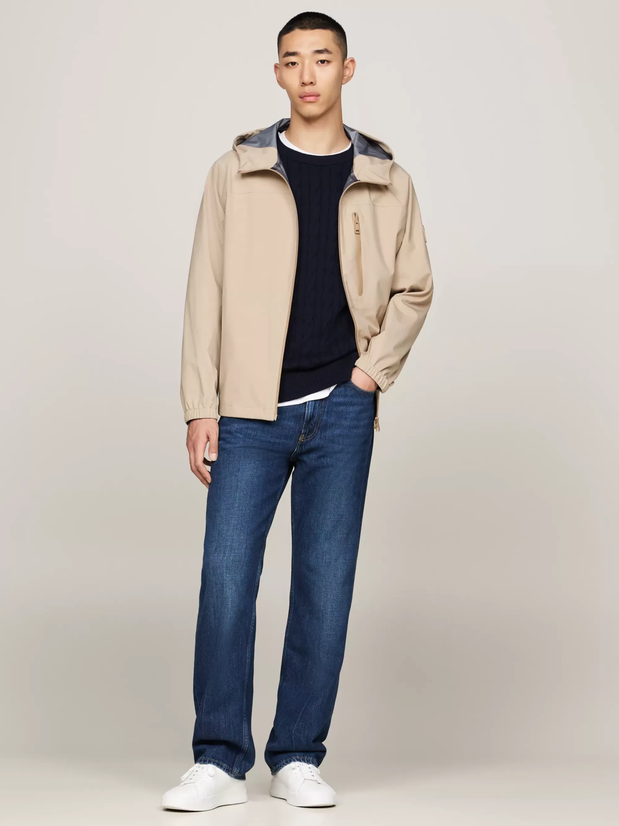 Jassen & Jacks*Tommy Hilfiger Windproof Jack Met Capuchon BEIGE