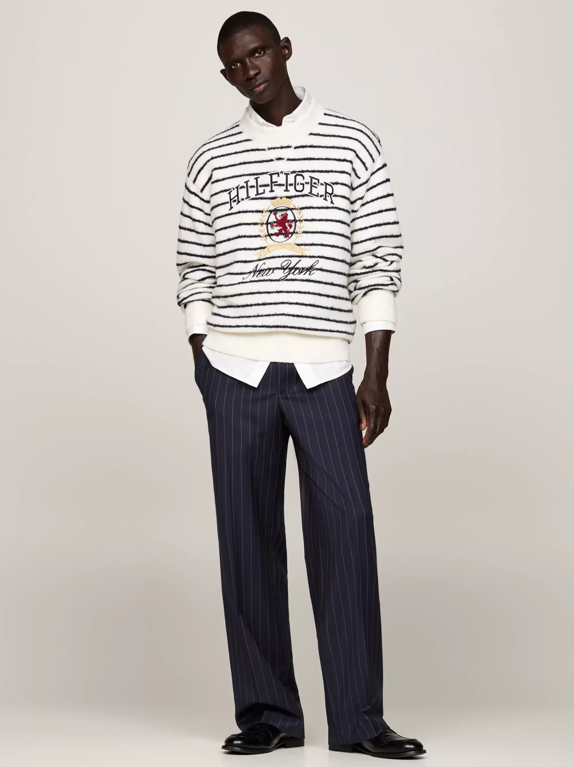 Broeken*Tommy Hilfiger Wollen Relaxed Fit Broek Met Embleem DESERT SKY