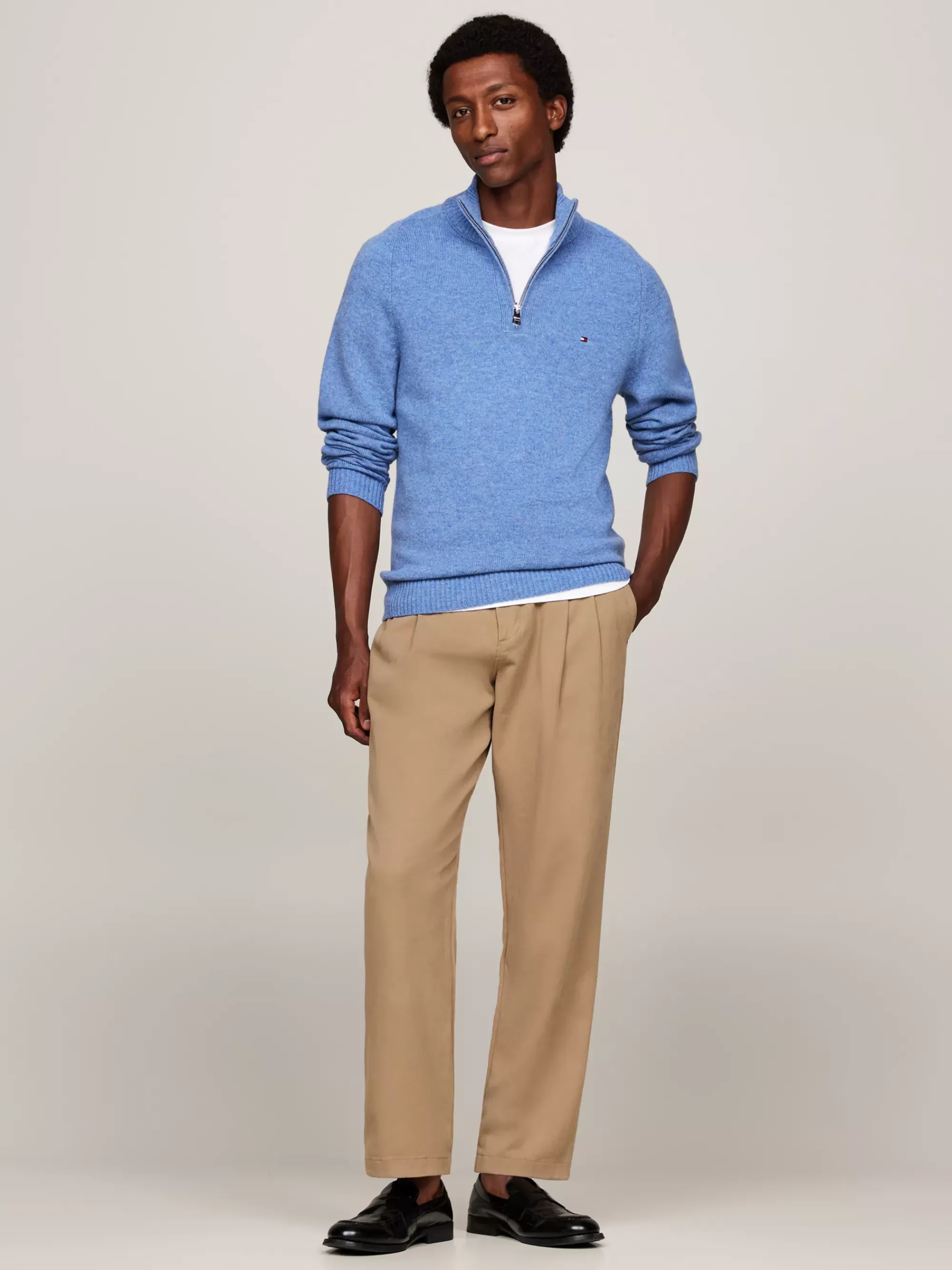 Trui Met Rits | Truien*Tommy Hilfiger Wollen Trui Met Opstaande Hals En Halve Rits BLUE SPELL HEATHER