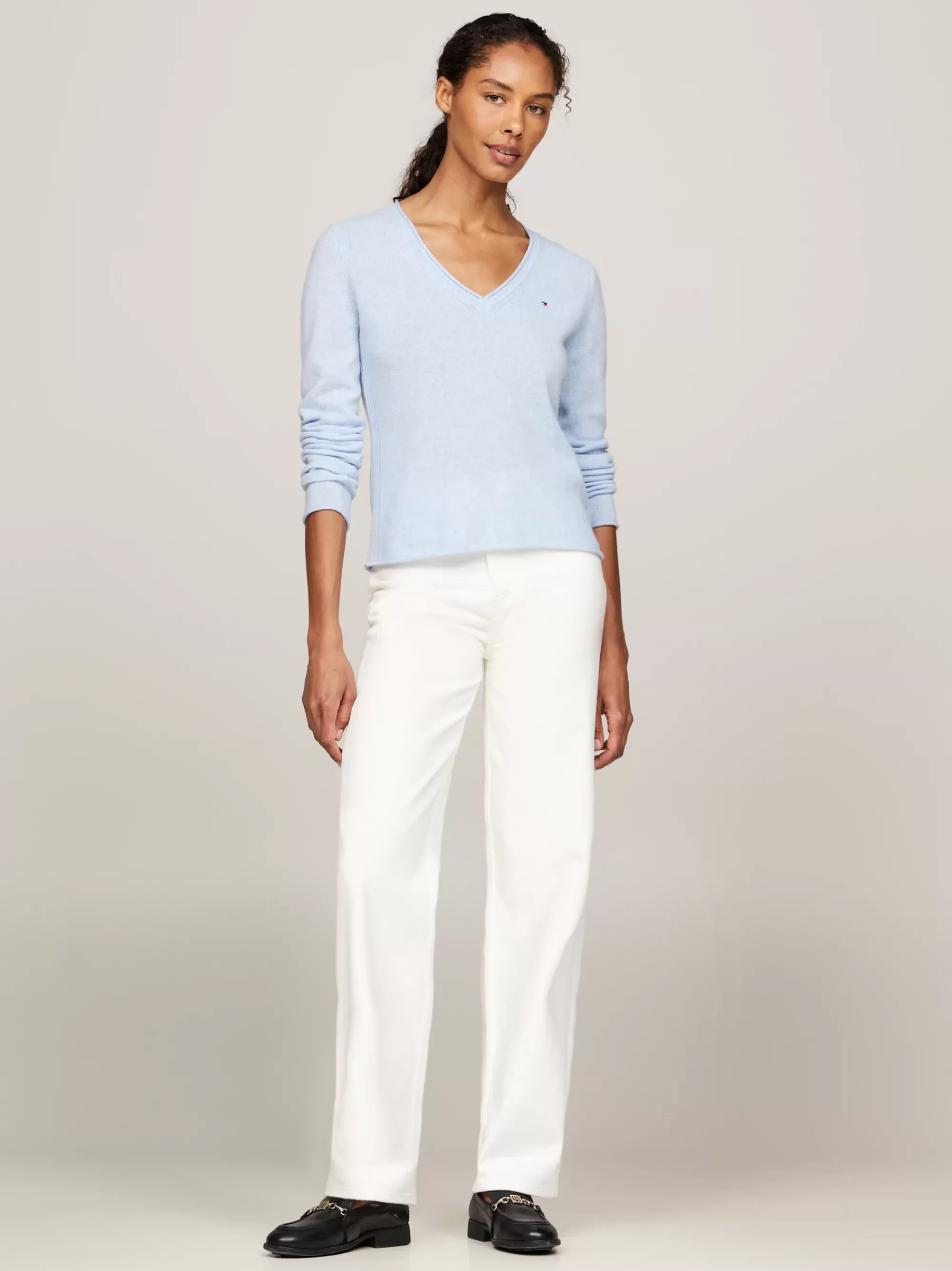 Truien Met Ronde Hals | Truien*Tommy Hilfiger Wollen Trui Met V-hals VESSEL BLUE HEATHER