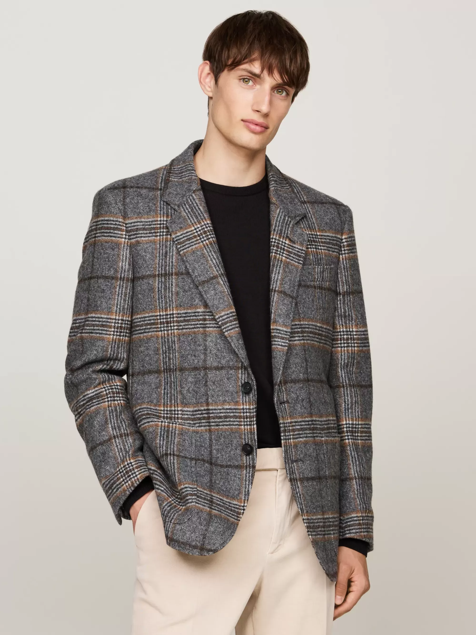 Pakken & Tailored*Tommy Hilfiger Wolmix Blazer Met Klassieke Ruit GREY