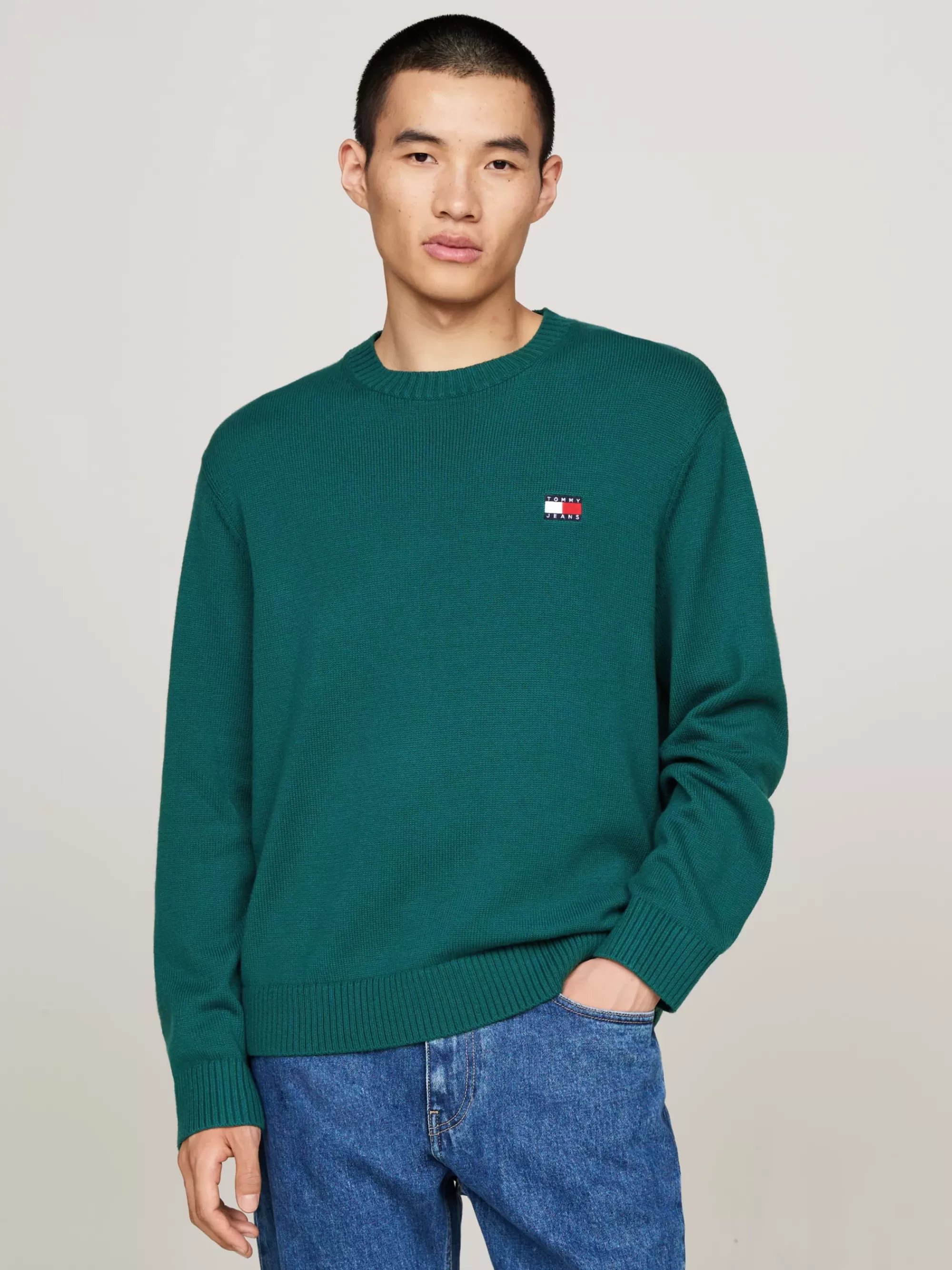 Truien Met Ronde Hals | Truien*Tommy Hilfiger Wolmix Trui Met Tommy-badge DEEP SEAWATER