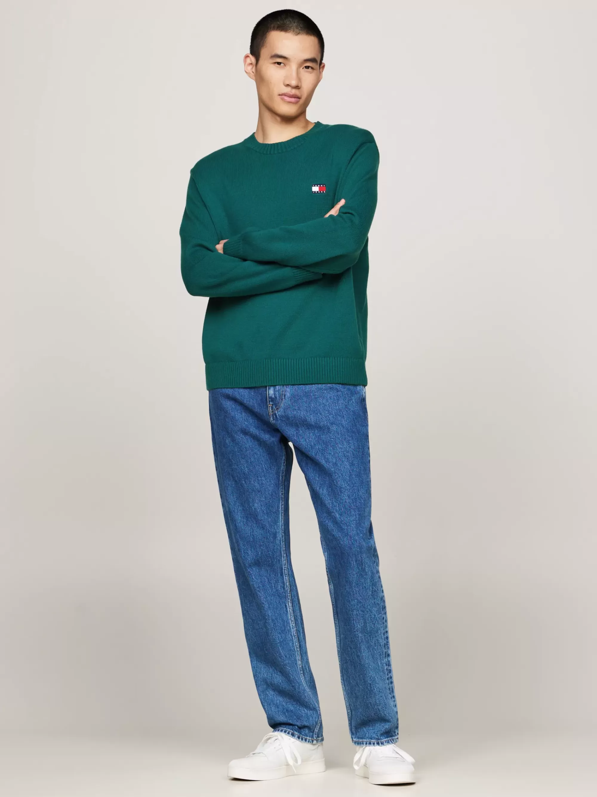Truien Met Ronde Hals | Truien*Tommy Hilfiger Wolmix Trui Met Tommy-badge DEEP SEAWATER
