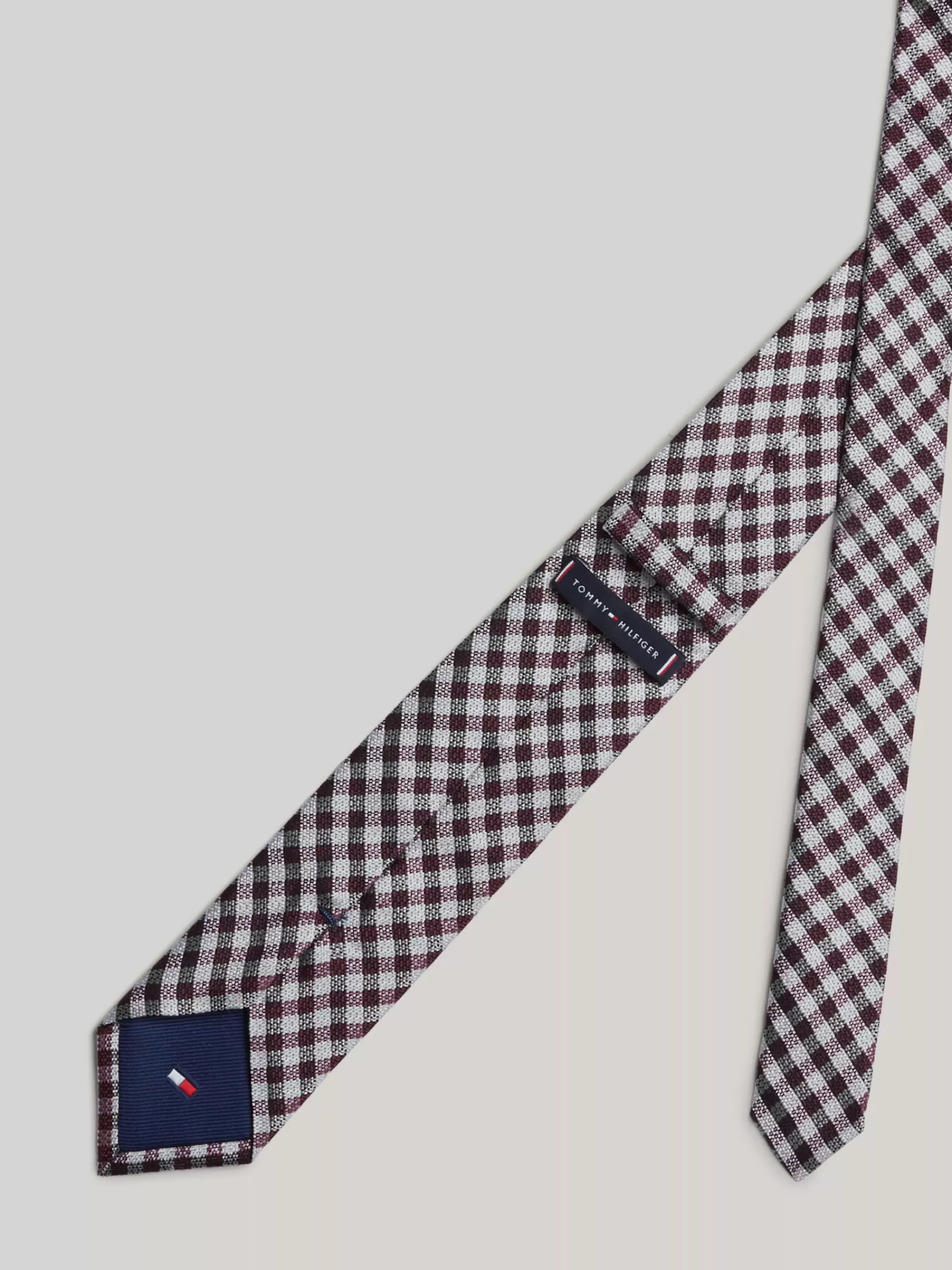 Stropdassen & Pochetten*Tommy Hilfiger Zijden Das Met Ginghamruit DEEP ROUGE / LIGHT GREY