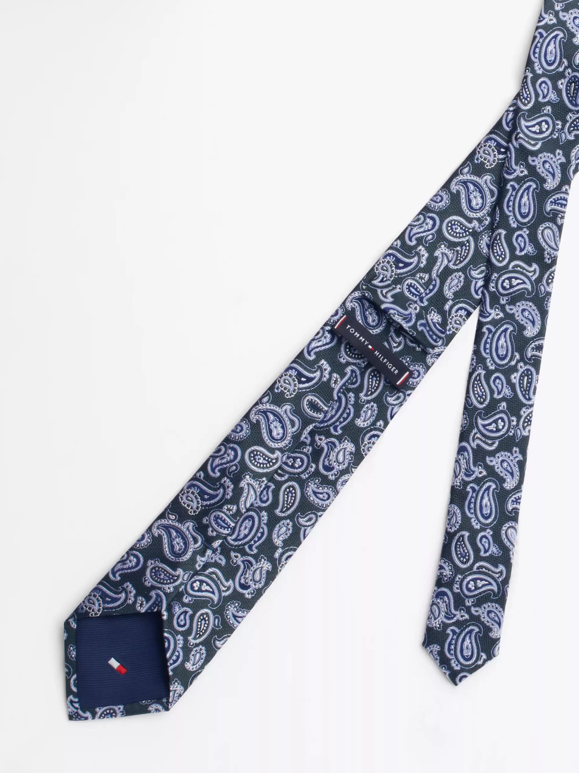 Stropdassen & Pochetten*Tommy Hilfiger Zijden Das Met Paisleyweving ORNAMENTAL GREEN PAISLEY