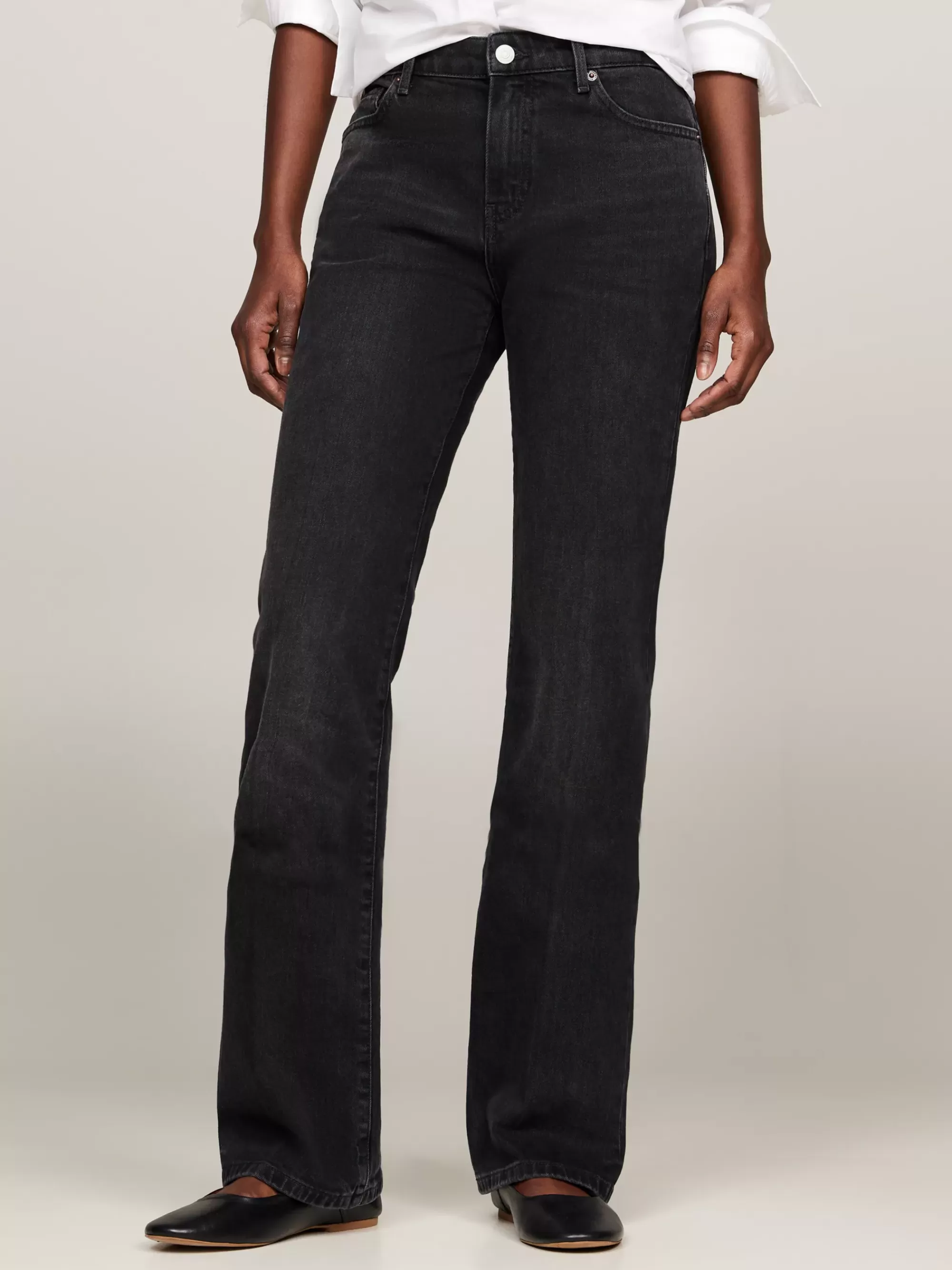 Jeans*Tommy Hilfiger Zwarte Medium Rise Bootcut Jeans IRI