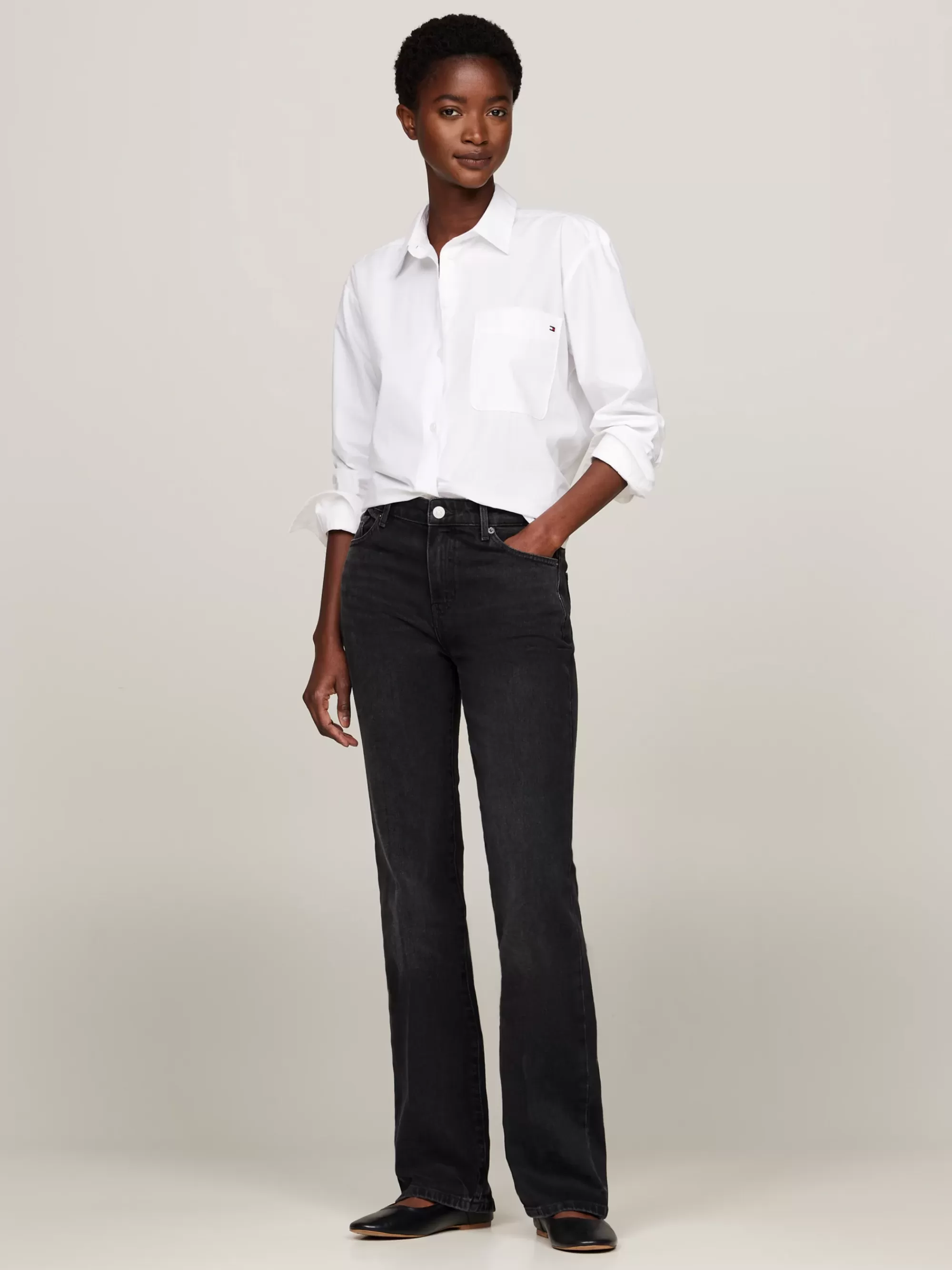 Jeans*Tommy Hilfiger Zwarte Medium Rise Bootcut Jeans IRI
