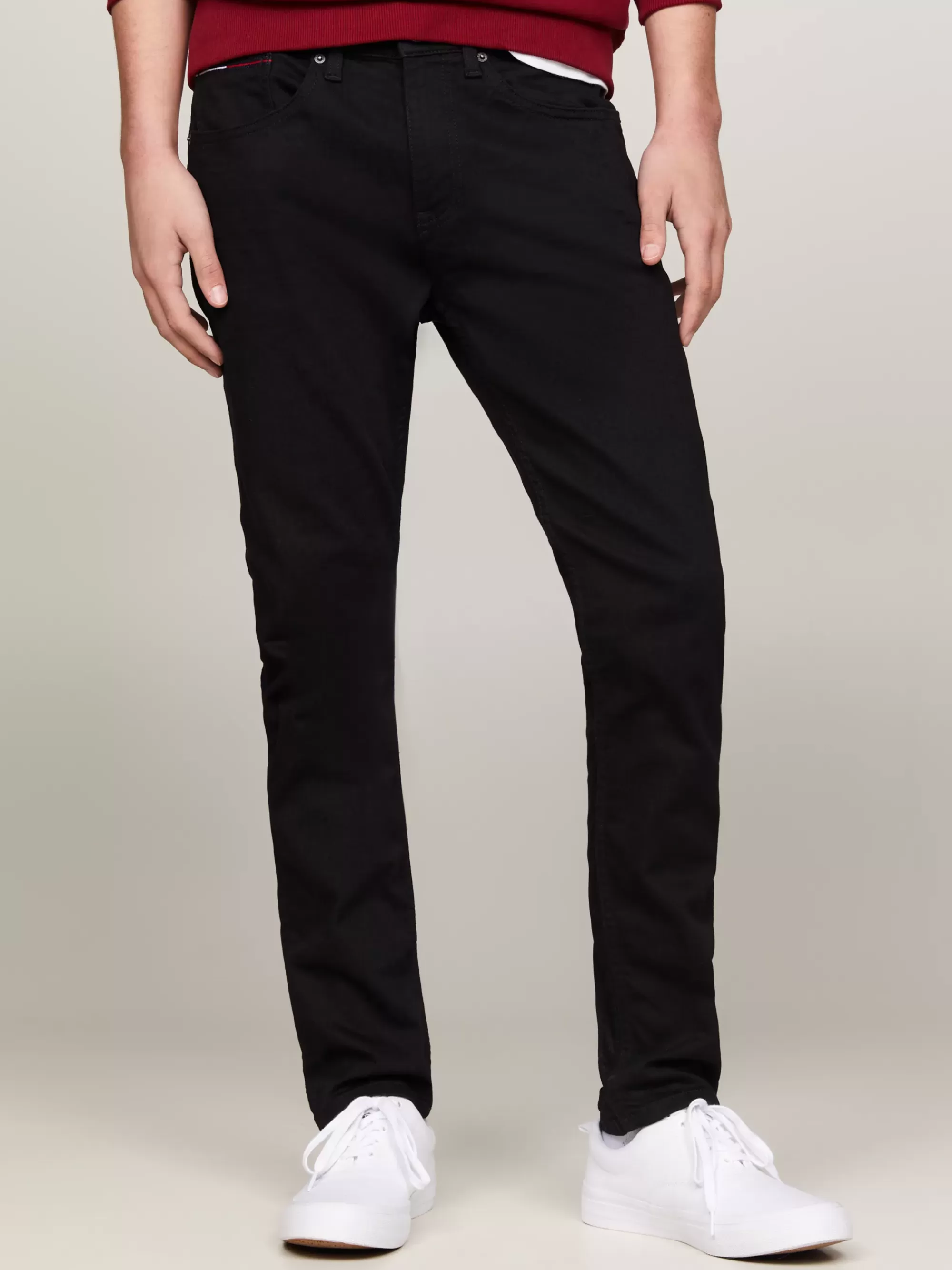 Jeans*Tommy Hilfiger Zwarte Tapered Slim Fit Jeans NEW BLACK STRETCH